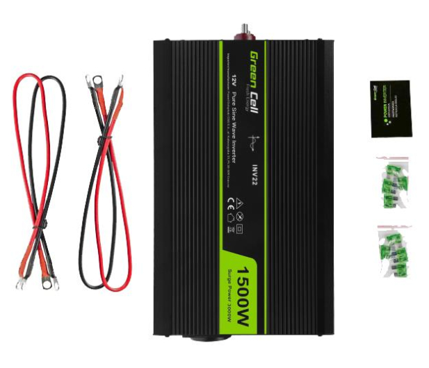 Green Cell Przetwornica napięcia 12V na 230V 1500W/3000W - 548236 - zdjęcie 3